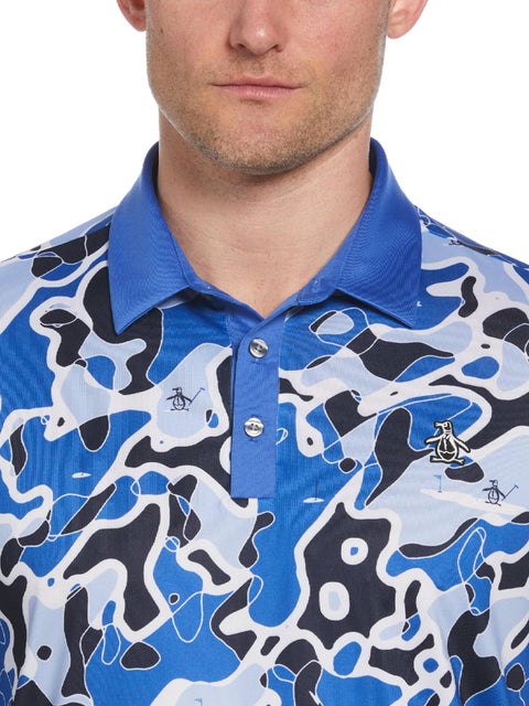 Men's Bunker Print Short Sleeve Golf Polo Shirt