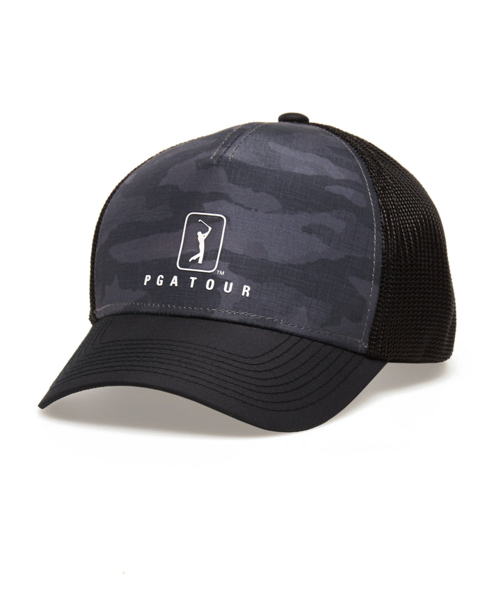 Camo Trucker Style Golf Hat (Caviar) 