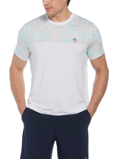 Men's Checkerboard Block Performance Short Sleeve Tennis T-Shirt