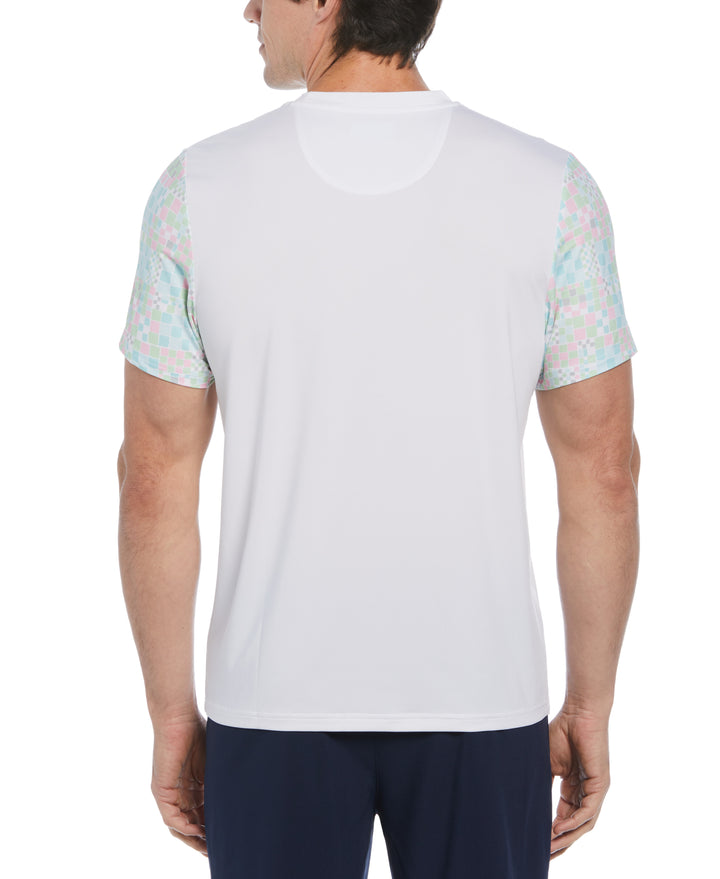 Checkerboard Block Performance Short Sleeve Tennis T-Shirt (Bright White) 