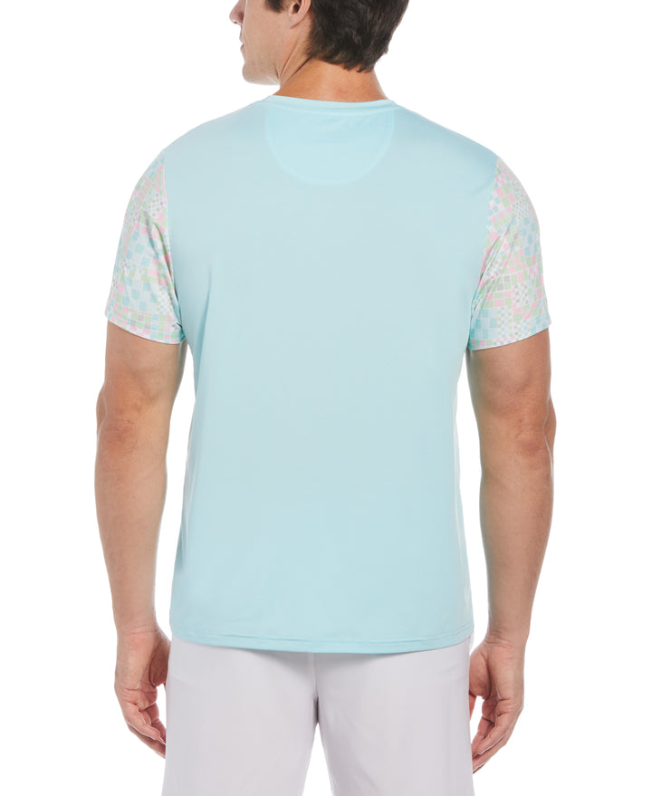 Checkerboard Block Performance Short Sleeve Tennis T-Shirt (Tanager Turquoise) 