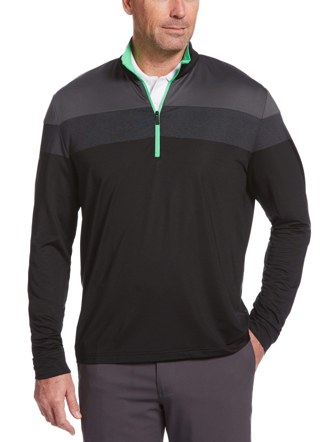 Men's Chest Block Quarter Zip Pullover With Chev