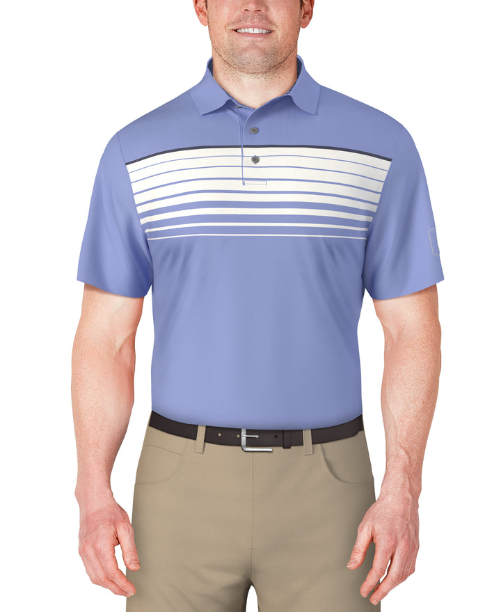 Chest Stripe Print Golf Polo (Azurine) 