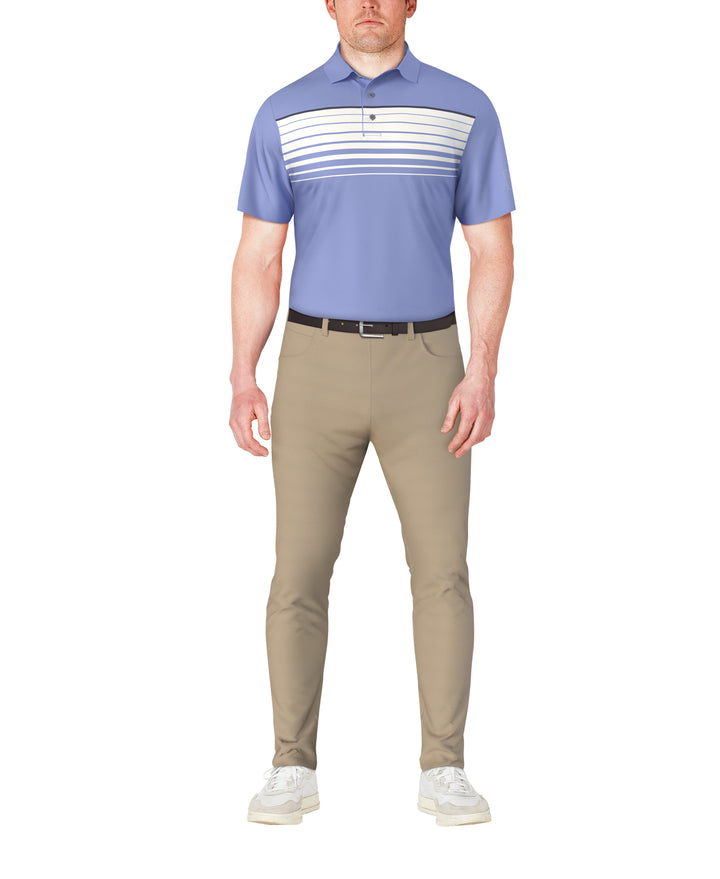 Chest Stripe Print Golf Polo (Azurine) 