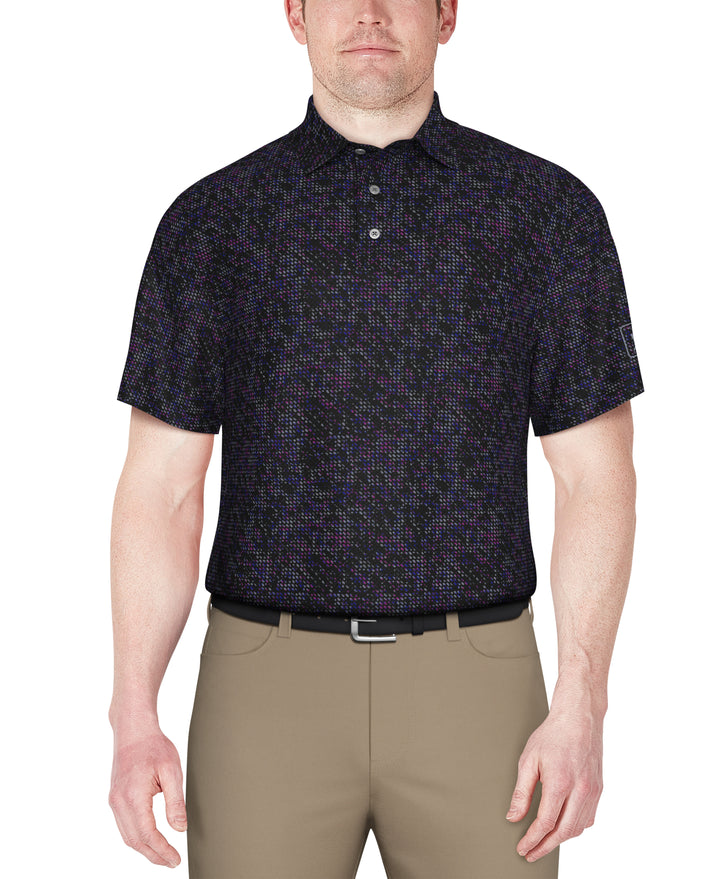 Clustered Geo Print Golf Polo (Caviar) 