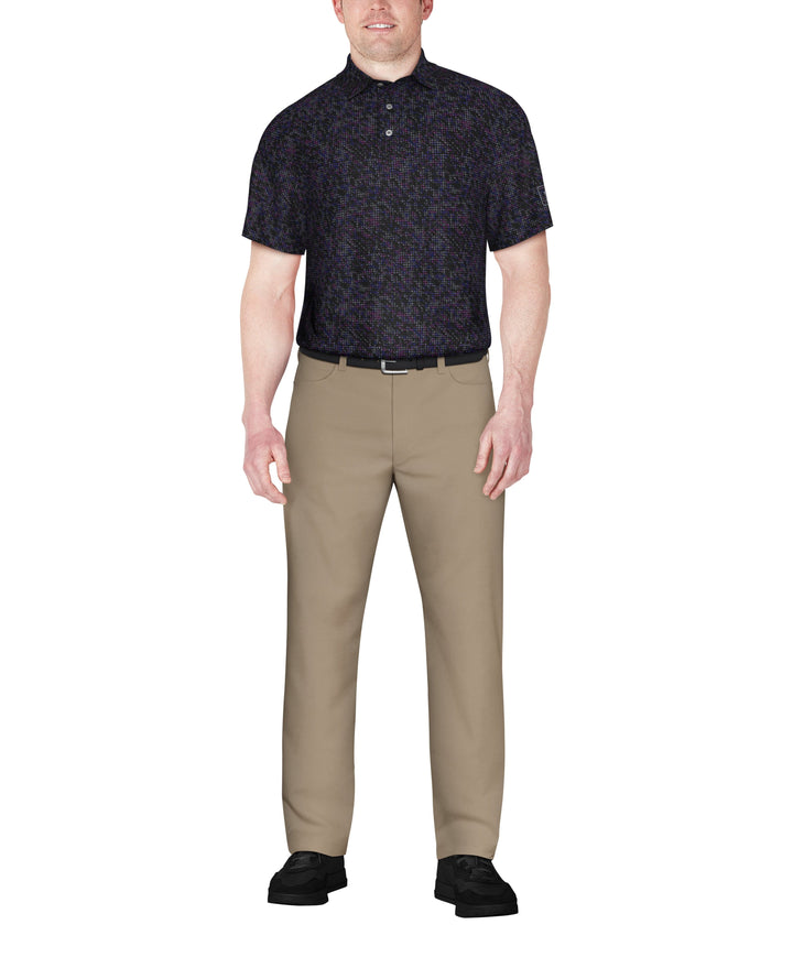 Clustered Geo Print Golf Polo (Caviar) 