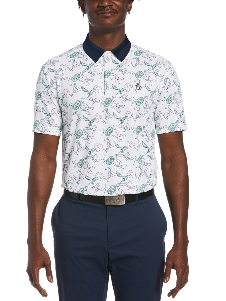 Men's Cocktail Conversation Print Golf Polo