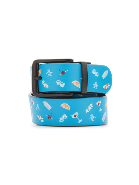 Cocktail Hour Print Reversible Belt  (Quiet Shade) 