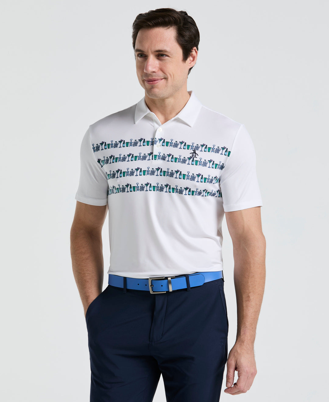 Cocktail Print Golf Polo (Bright White) 