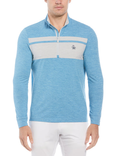 Color Block 1/4 Zip Sweater (Dk Mediterr Bl Htr) 