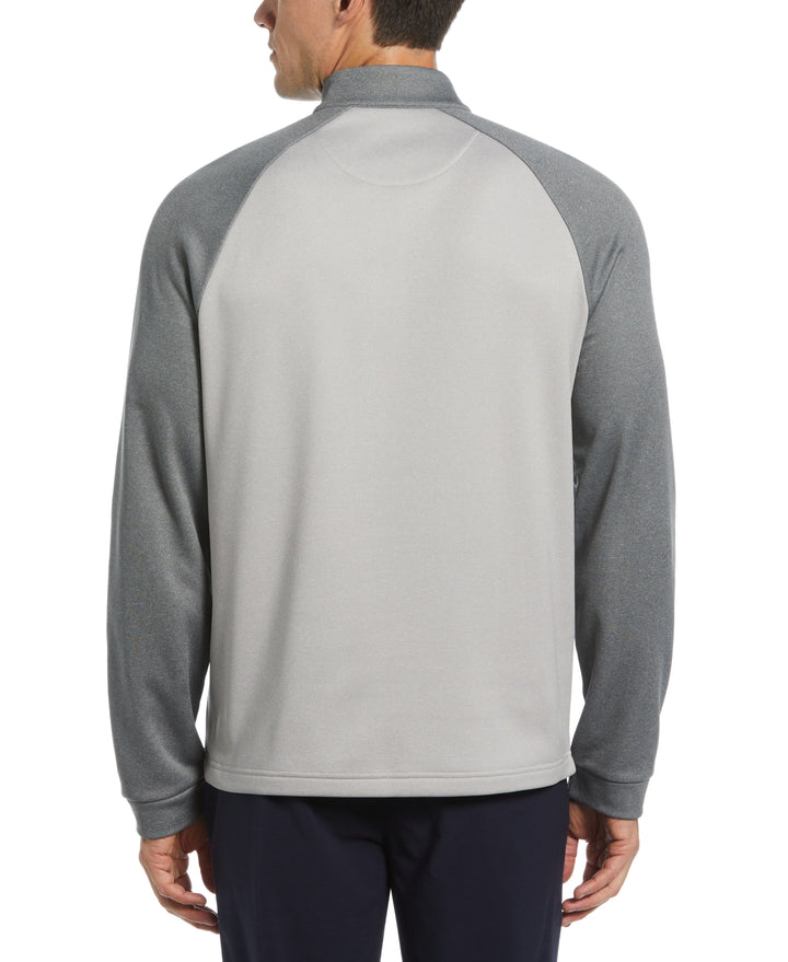 1/4 Zip Raglan Color Block Pullover  (Quiet Gray Heather) 
