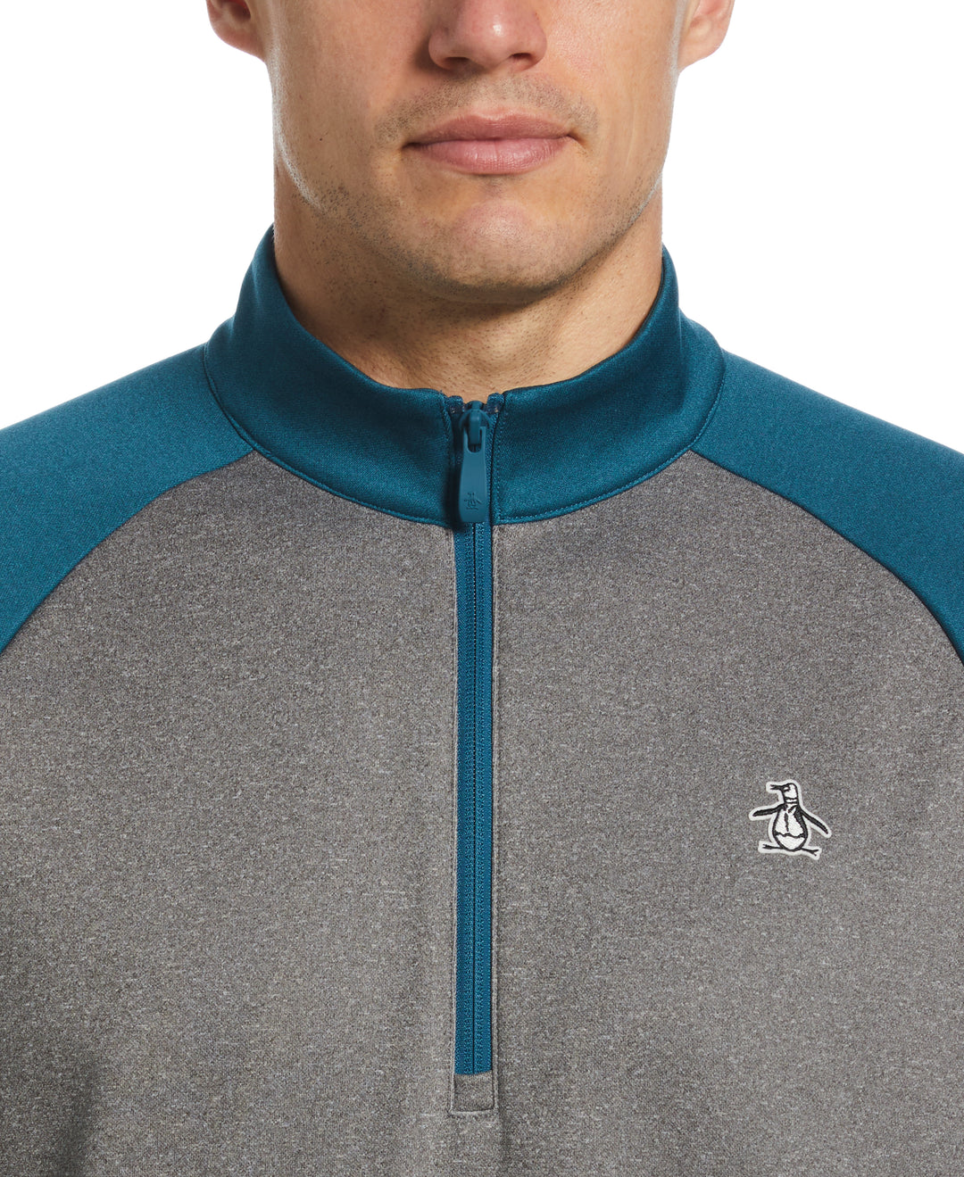 Color Block Fleece 1/4 Zip Raglan Sleeve Pullover Sweater (Corsair Htr) 