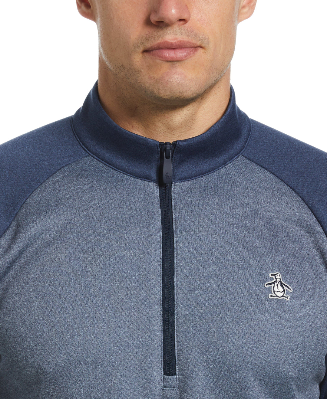 Color Block Fleece 1/4 Zip Raglan Sleeve Pullover Sweater (Black Iris Bijou Hthr) 