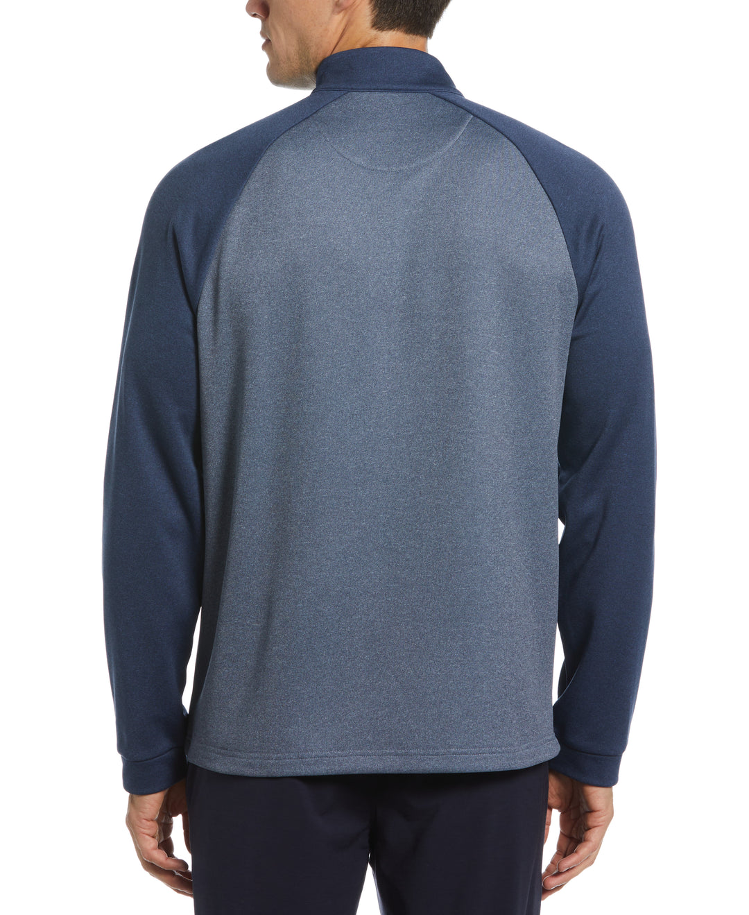 Color Block Fleece 1/4 Zip Raglan Sleeve Pullover Sweater (Black Iris Bijou Hthr) 