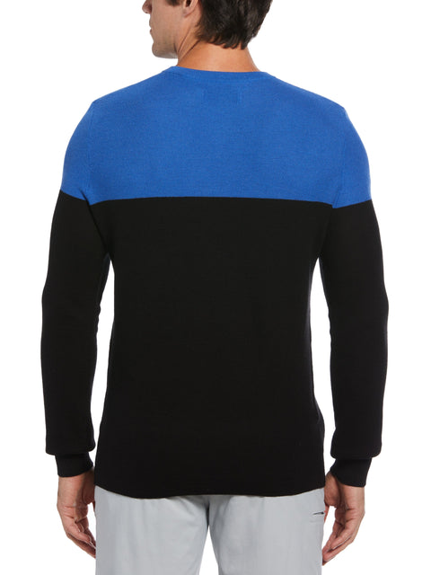 Color Block Long Sleeve Golf Sweater (True Caviar) 