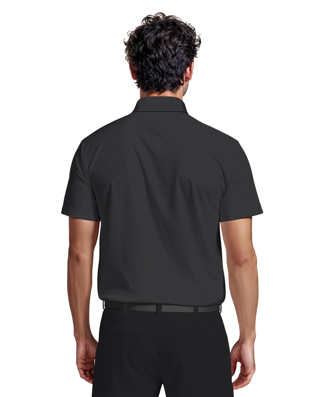 Technical Linear Color Block Print Golf Polo (Caviar) 