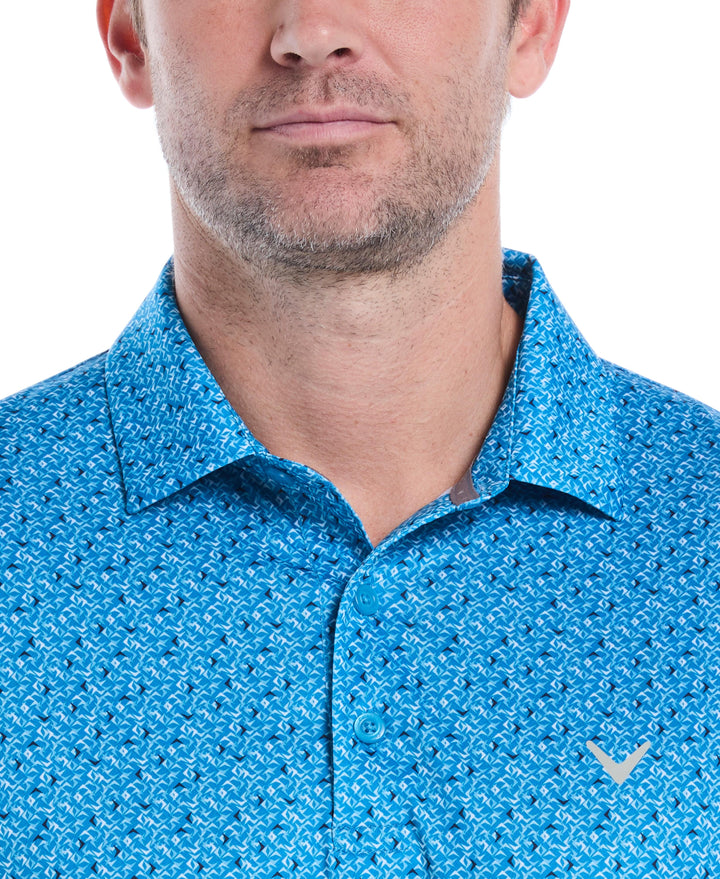 Mens Confetti Chevron All Over Polo (Methyl Blue) 