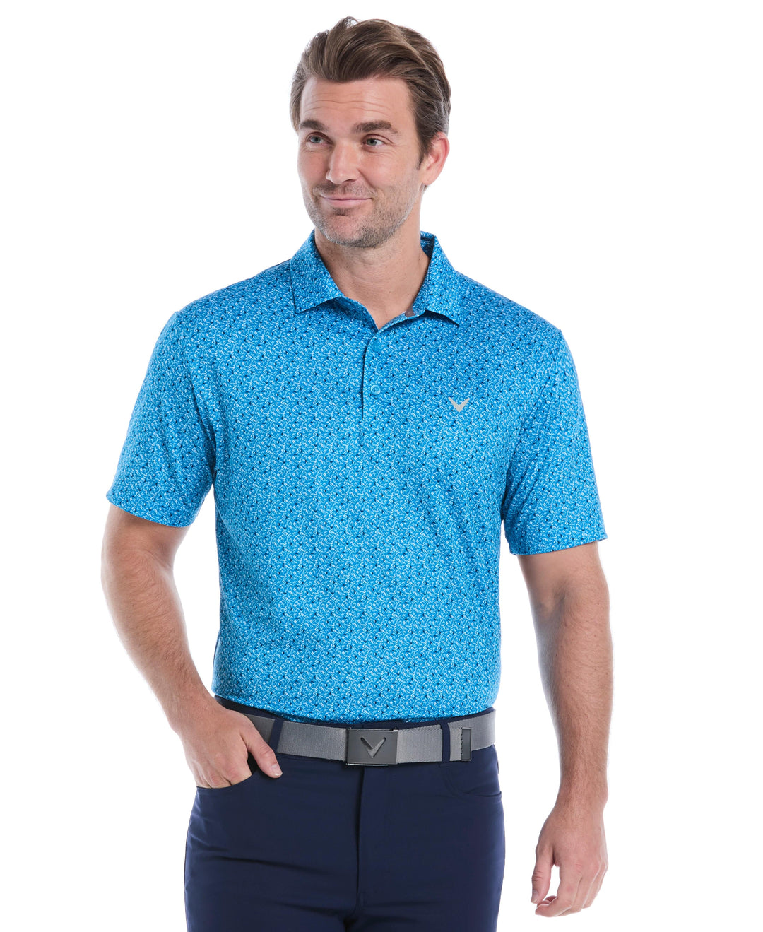Mens Confetti Chevron All Over Polo (Methyl Blue) 