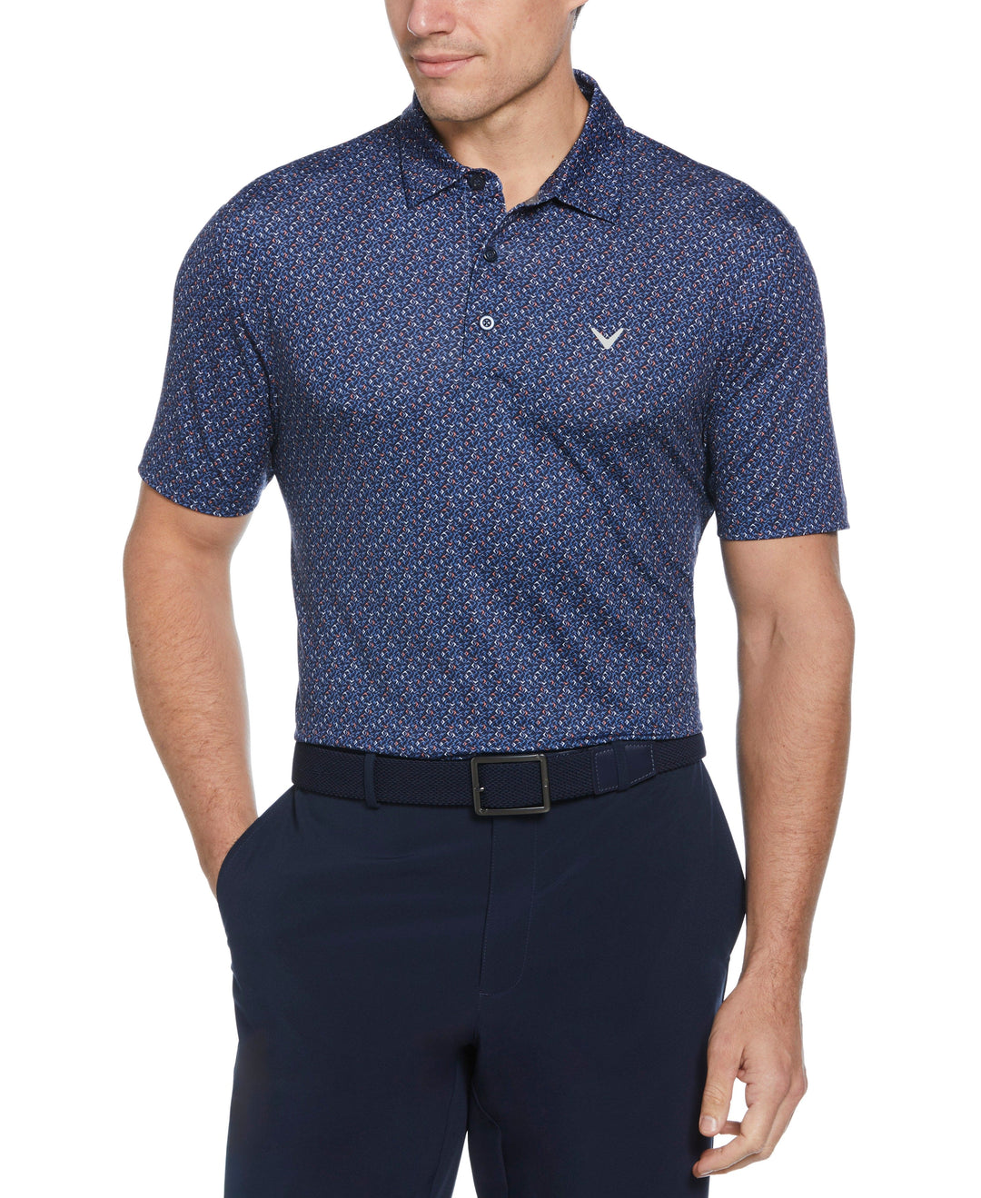 Mens Confetti Chevron All Over Polo (Peacoat) 