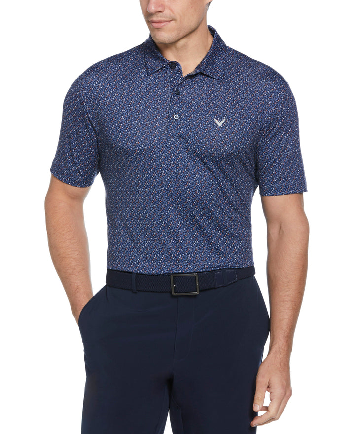 Mens Confetti Chevron All Over Polo (Peacoat) 
