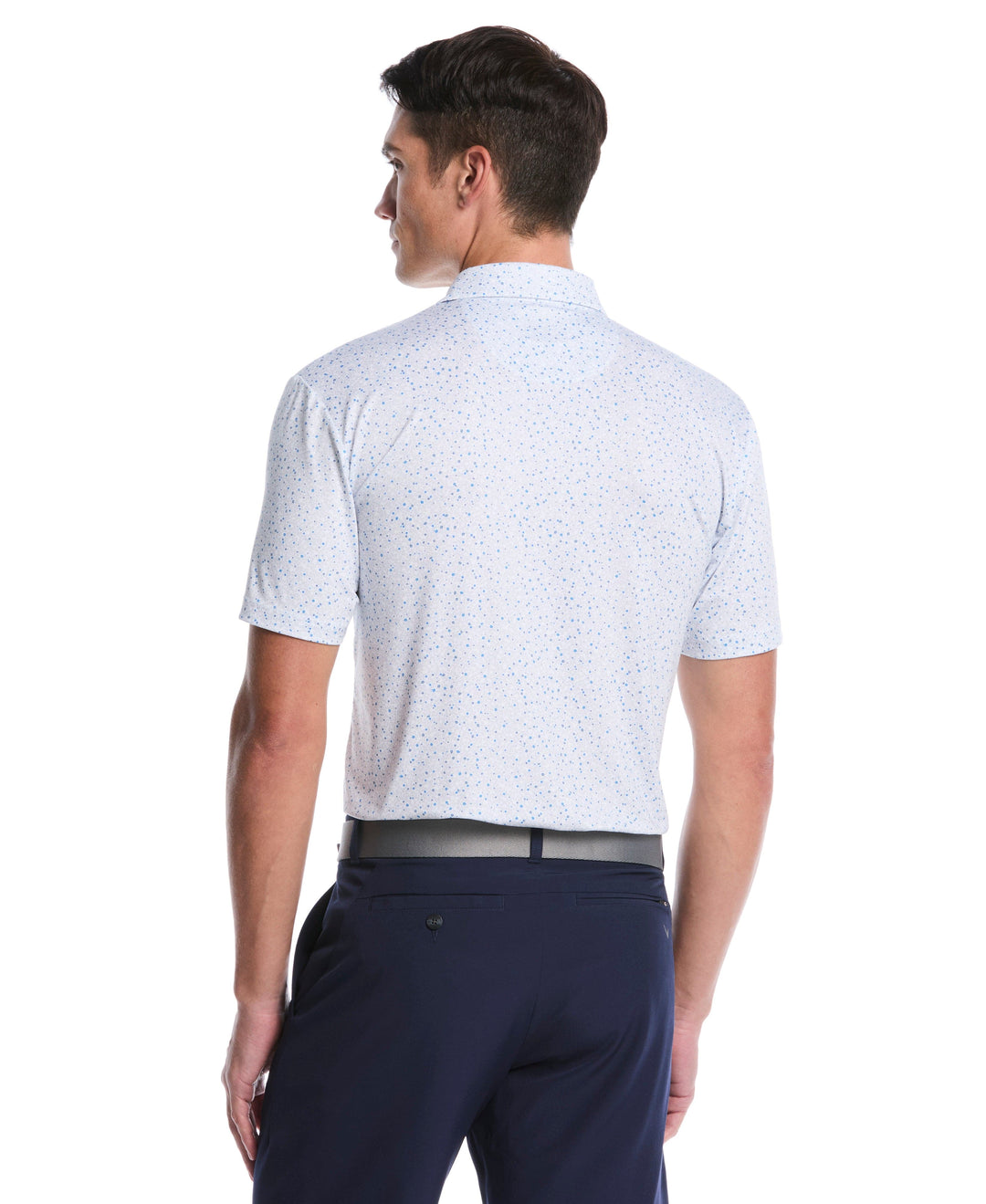 Men's Confetti Floral Print Golf Polo (Bright White) 