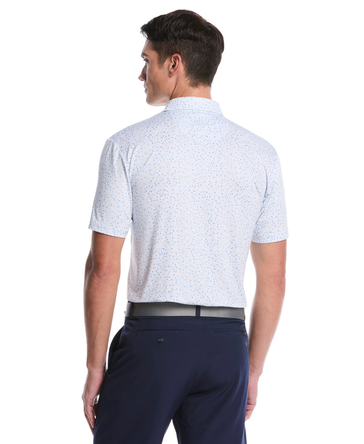 Men's Confetti Floral Print Golf Polo (Bright White) 
