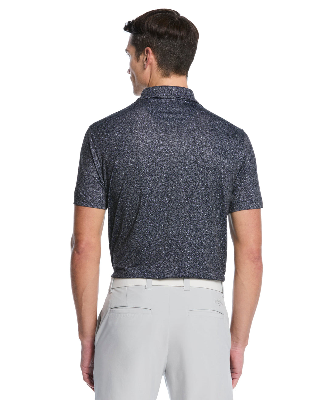 Men's Confetti Floral Print Golf Polo (Caviar/Sand Verbena) 