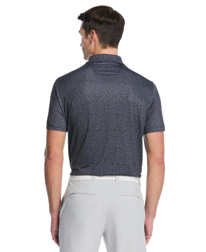 Men's Confetti Floral Print Golf Polo (Caviar/Sand Verbena) 