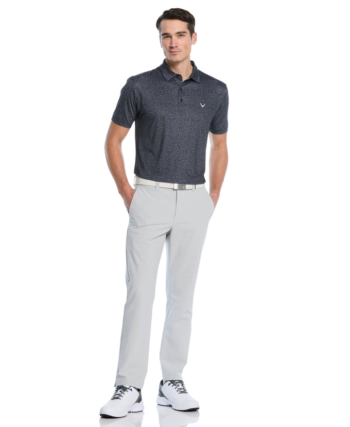 Men's Confetti Floral Print Golf Polo (Caviar/Sand Verbena) 