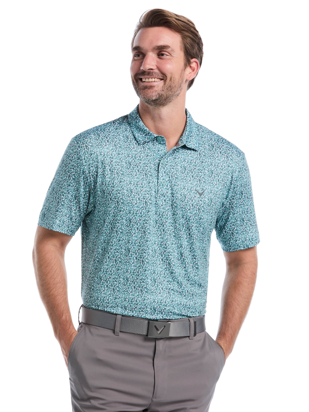 Men's Confetti Hex Print Golf Polo