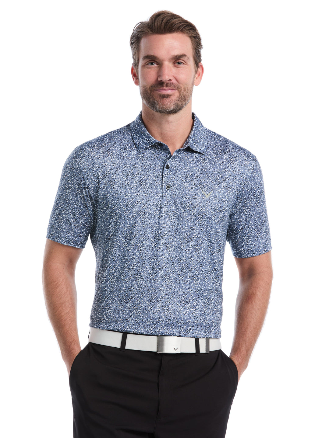 Men's Confetti Hex Print Golf Polo