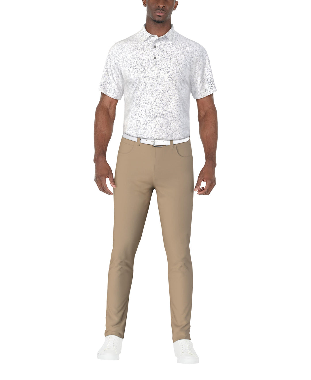 SS Confetti Print Polo (Bright White) 