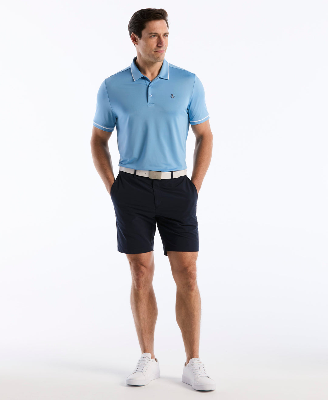 Contrast Tipping Solid Golf Polo (Blissful Blue) 
