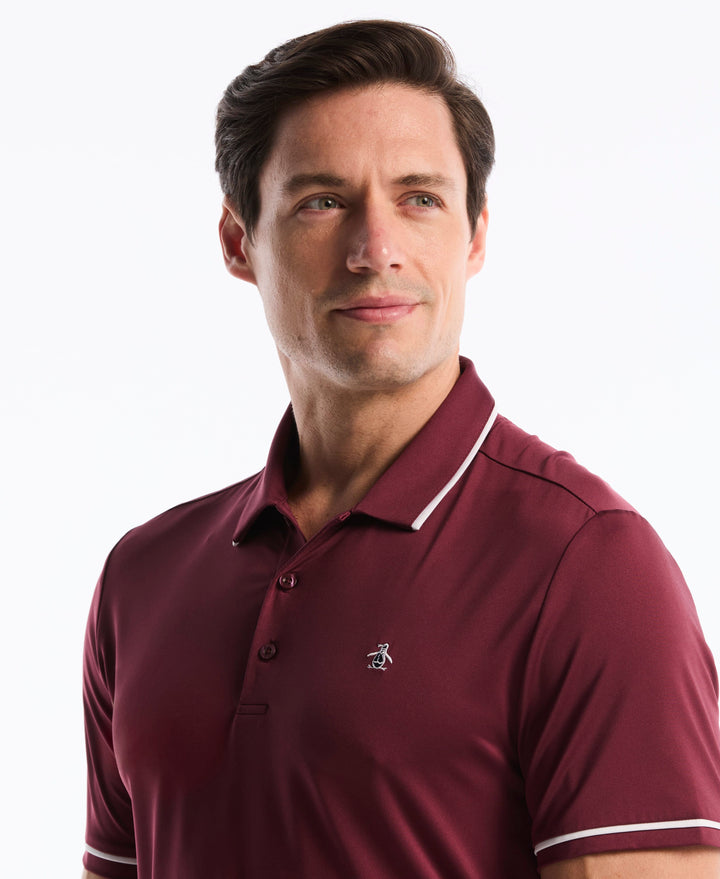 Contrast Tipping Solid Golf Polo (Burgundy) 