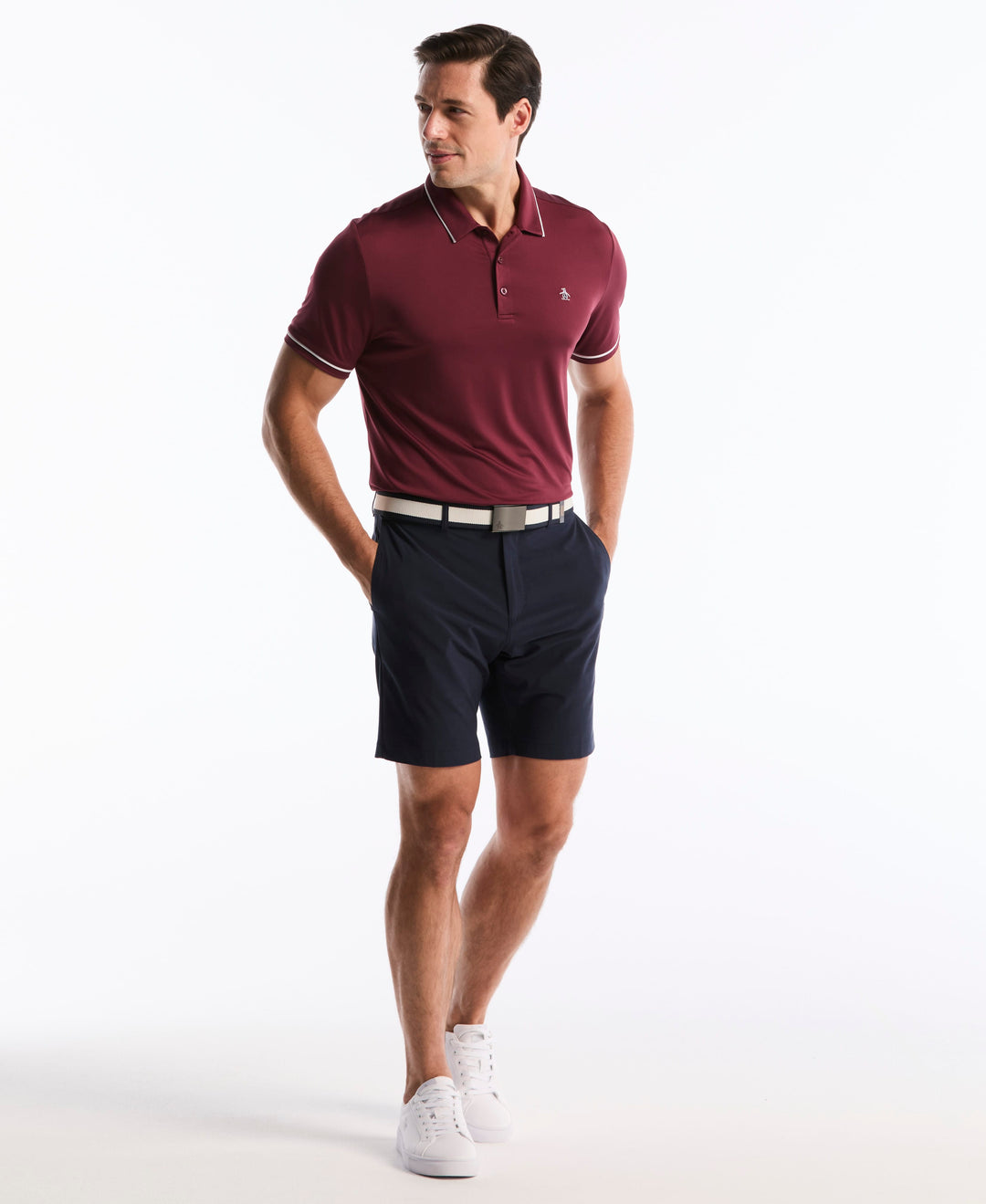 Contrast Tipping Solid Golf Polo (Burgundy) 