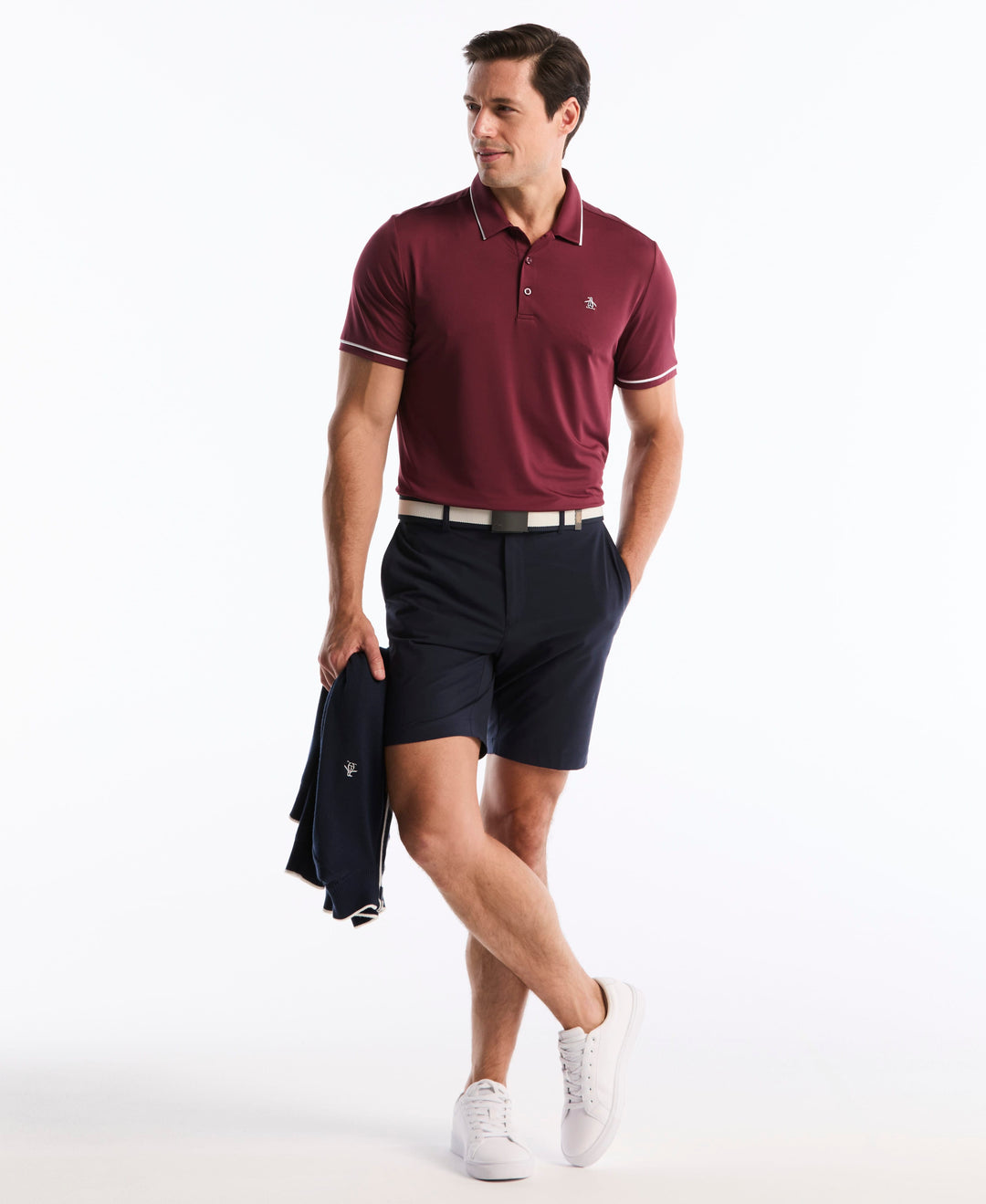 Contrast Tipping Solid Golf Polo (Burgundy) 