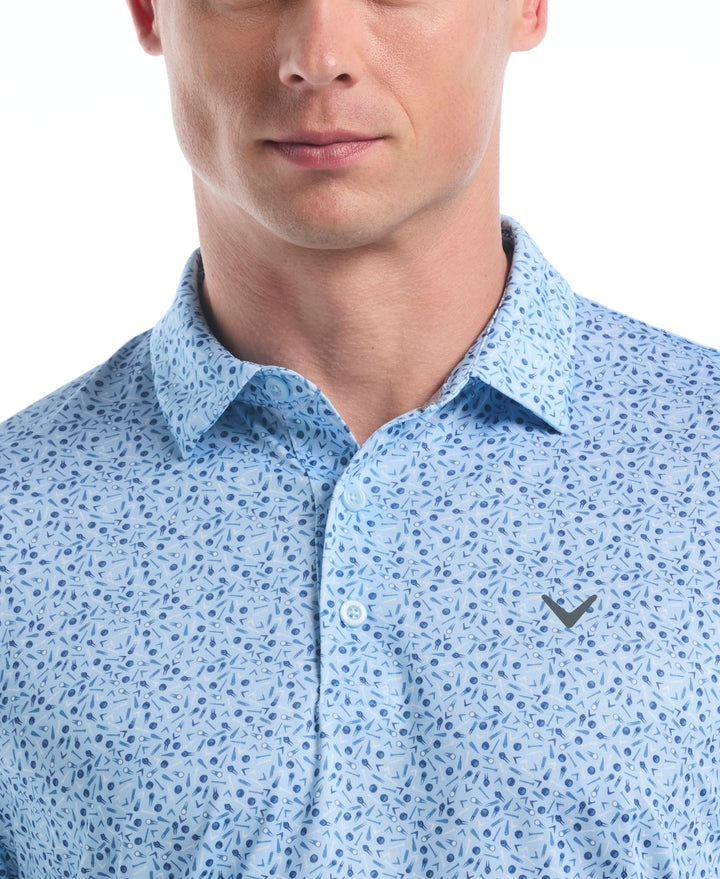 Confetti Print Golf Polo (Cerulean) 