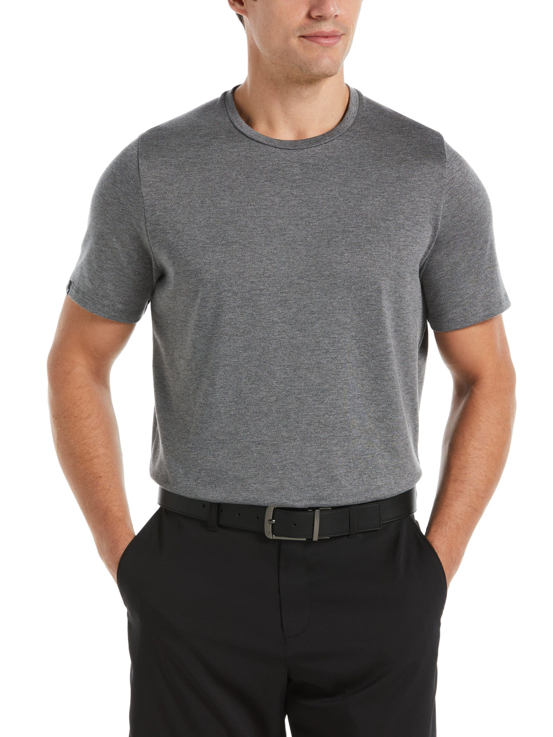 Crossover Performance Crew Neck Golf Tee (Black Heather) 