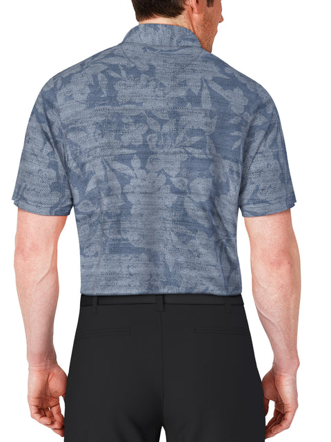 Distressed Floral Print Golf Polo (Insignia Blue) 