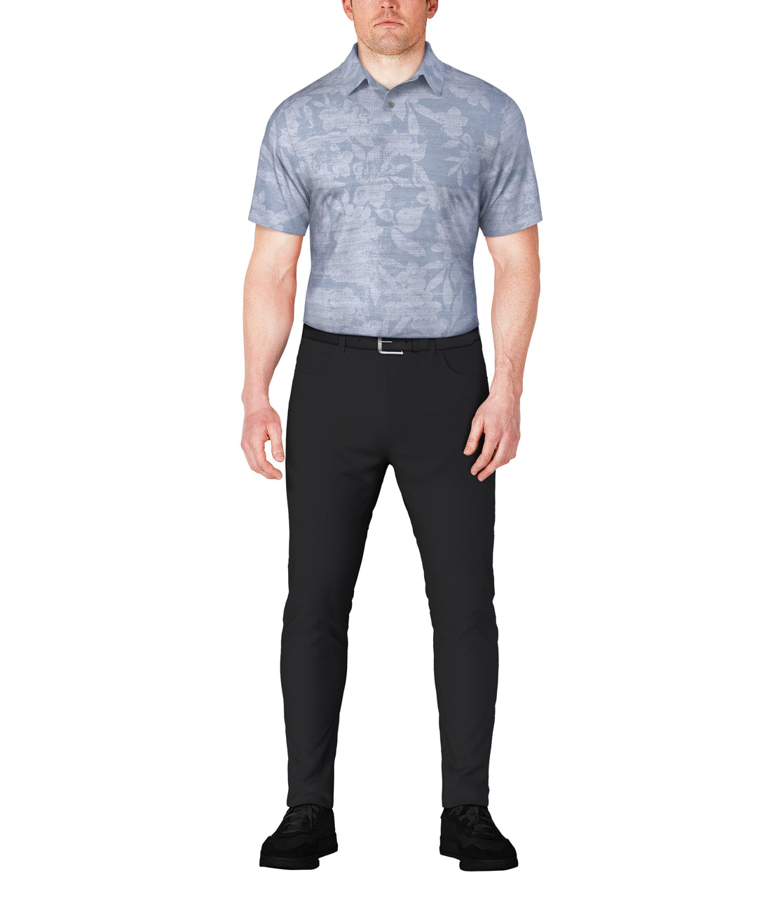 Distressed Floral Print Golf Polo (Tradewinds) 