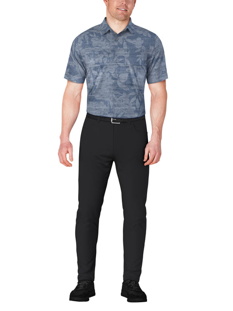 Distressed Floral Print Golf Polo (Insignia Blue) 