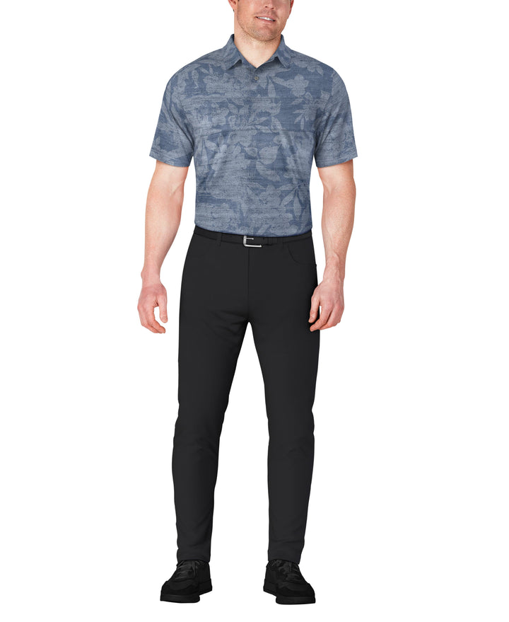 Distressed Floral Print Golf Polo (Insignia Blue) 