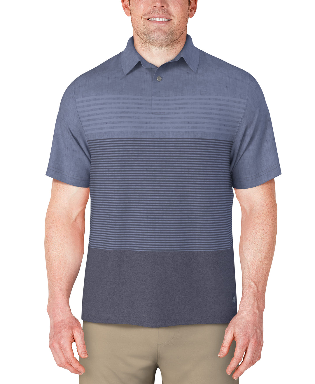 Short Sleeve Distressed Stripe Printed Polo (Insignia Blue) 