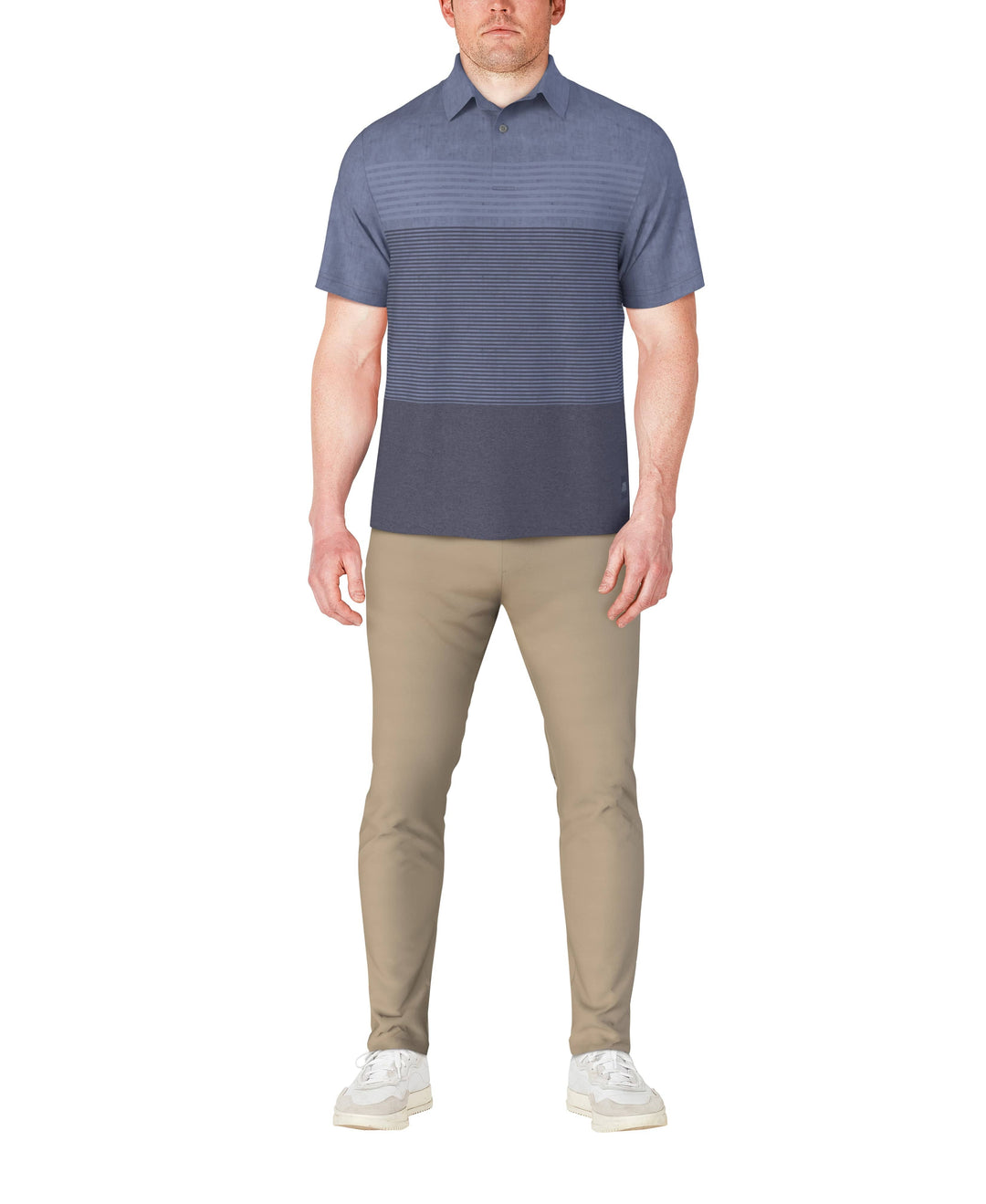 Short Sleeve Distressed Stripe Printed Polo (Insignia Blue) 