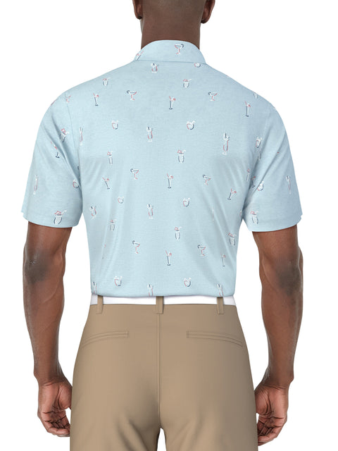 Drink Print Golf Polo (Sky Blue Htr) 