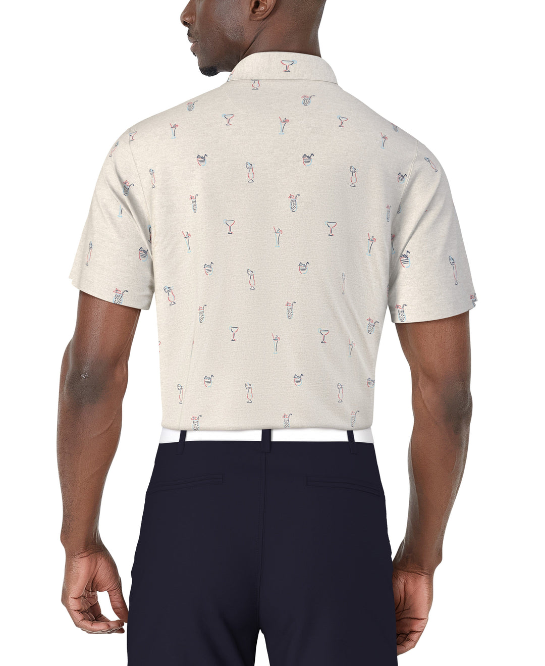 Drink Print Golf Polo (Pearl Blue Htr) 
