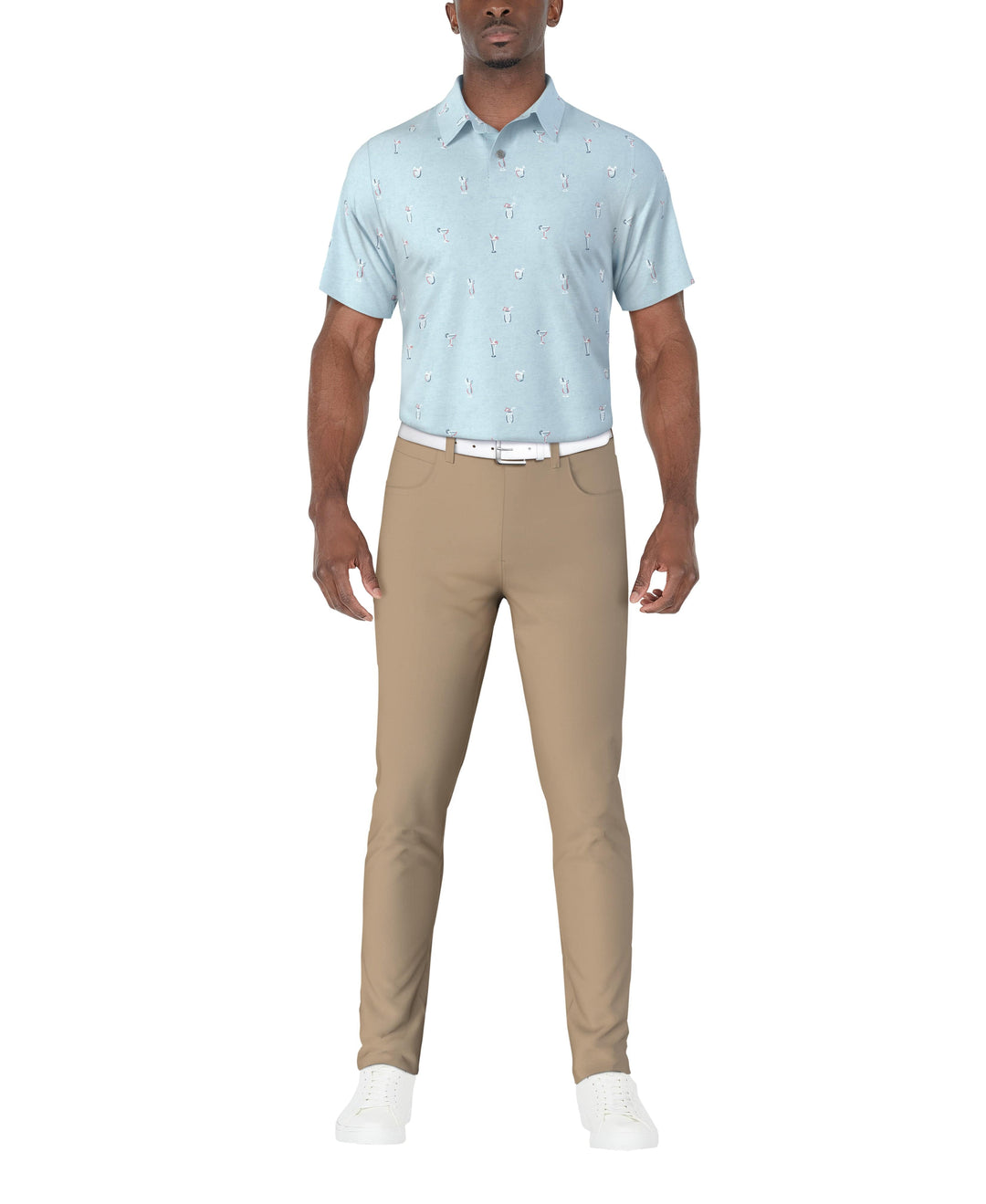 Drink Print Golf Polo (Sky Blue Htr) 