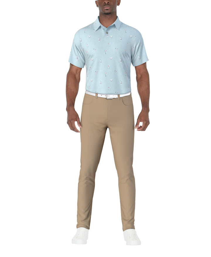 Drink Print Golf Polo (Sky Blue Htr) 
