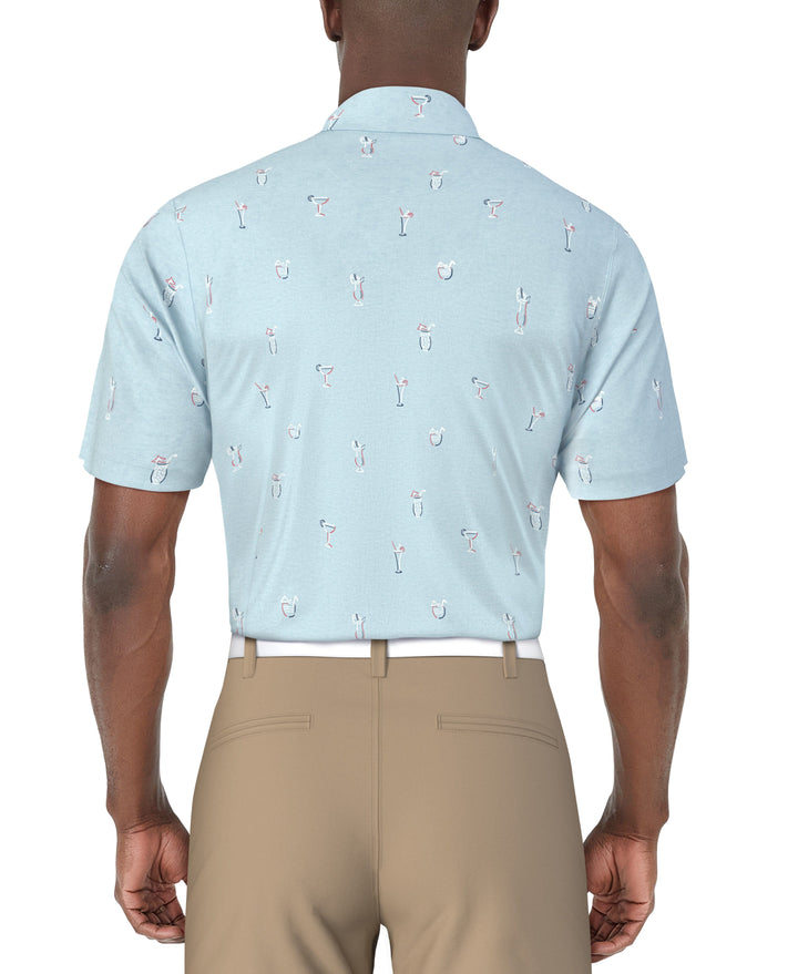 Drink Print Golf Polo (Sky Blue Htr) 