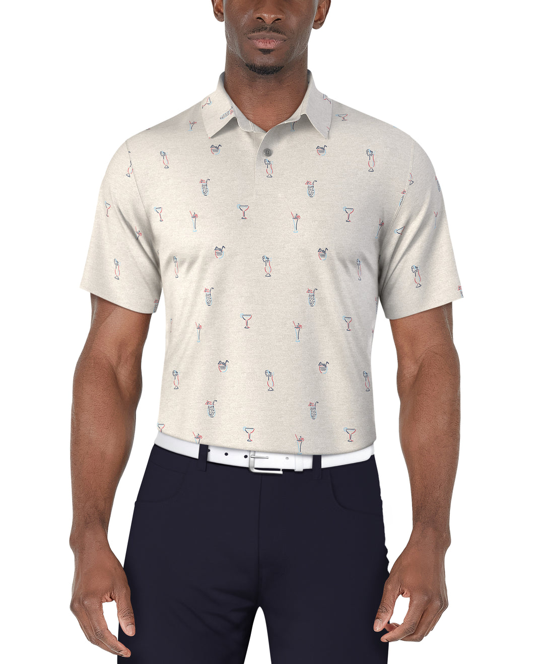 Drink Print Golf Polo (Pearl Blue Htr) 